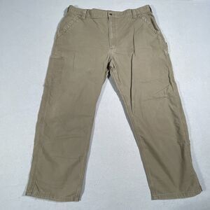 Carhartt Pants Mens 42x30 Canvas Loose Fit Straight Workwear Carpenter B151 Musk